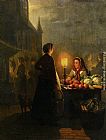Petrus Van Schendel Market Stall by Moonlight painting